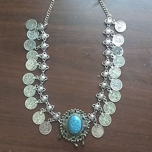 Silver necklace with assorted charms